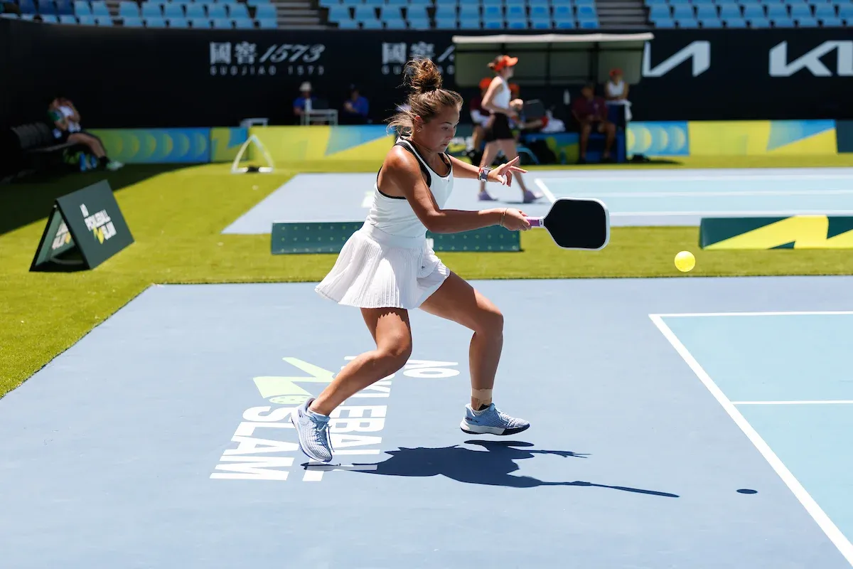 A woman playing Pickleball at the Australian Open.