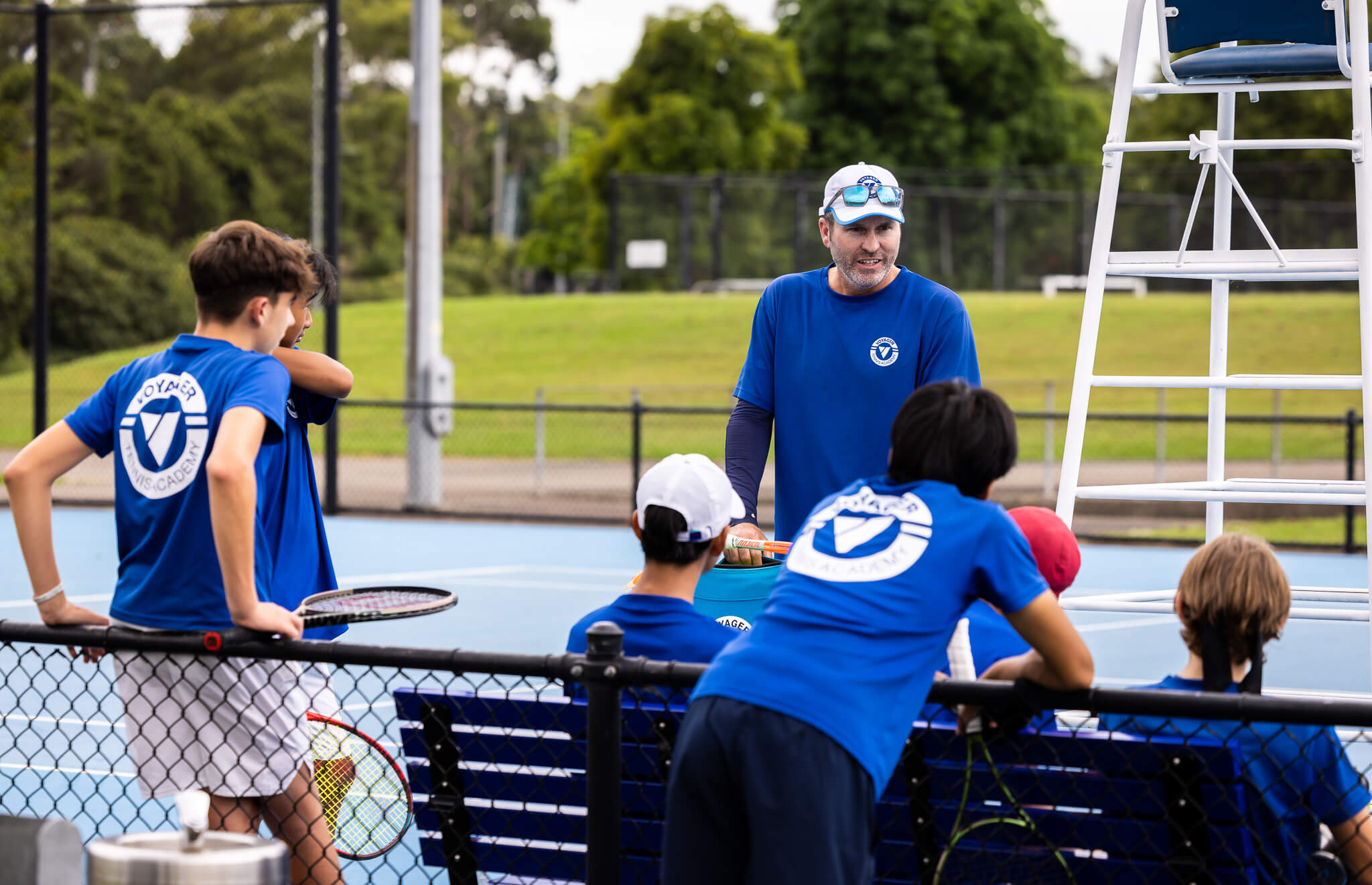 The team huddles while on High performance training with Luke