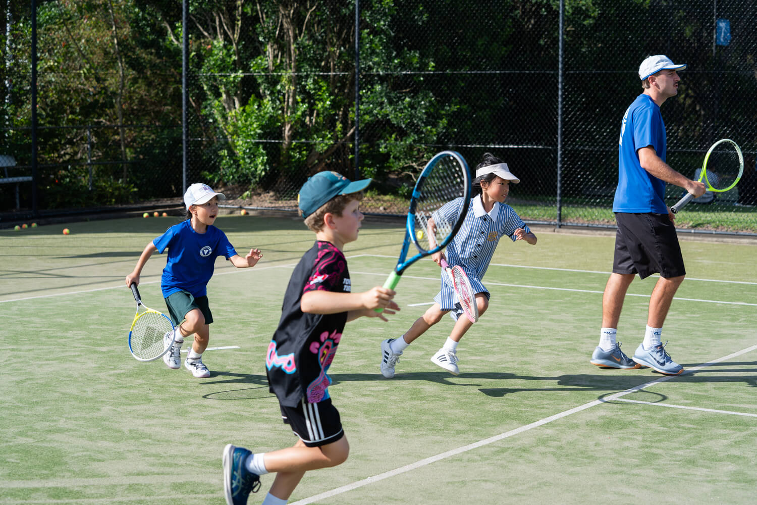 Kids doing drills in the summer holiday camps